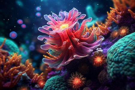 海底粉色珊瑚景观图片