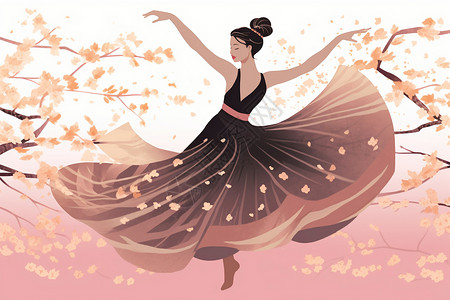 芭蕾舞动作女孩日本艺术美学插画插画