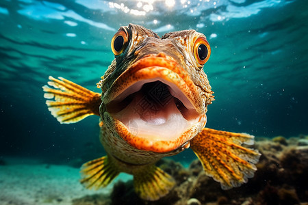 张开嘴的海洋鱼类背景图片