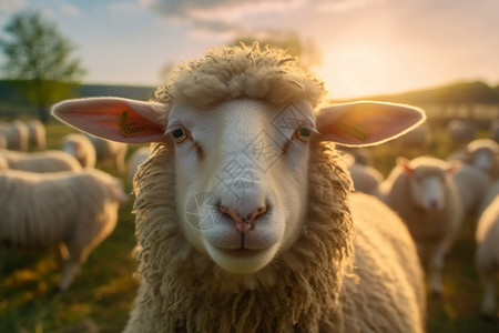 青草茂盛的牧羊场图片