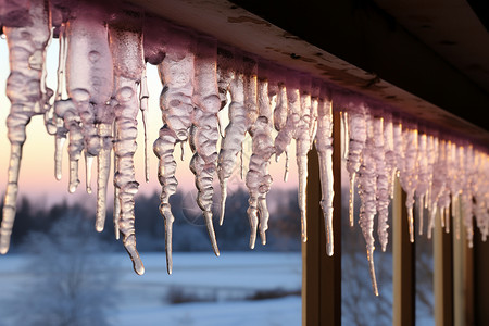 冬季结冰的冰柱图片