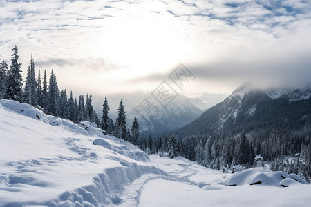 冬季雪地风景图片