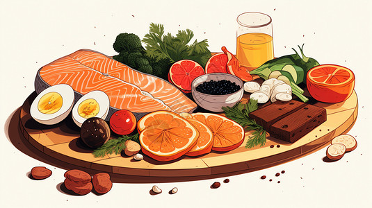 扁平的食物插画背景图片