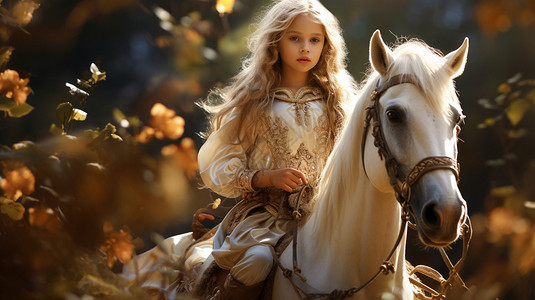 骑马的可爱女孩图片