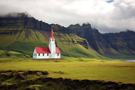 冰岛教堂欧洲田园式建筑背景