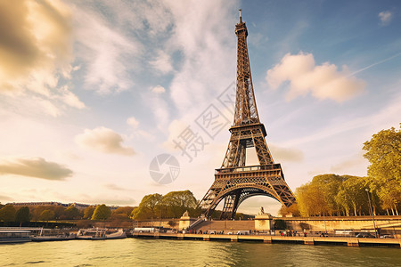 法国埃菲尔铁塔浪漫的法国天空背景