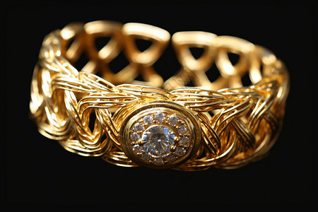 金钻石的素材镶钻的金色手镯背景