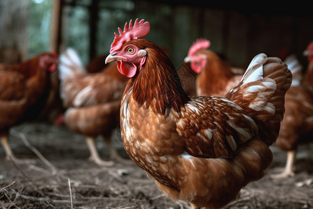 农舍养殖的鸡高清图片