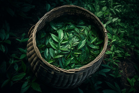 碧绿的茶叶背景图片