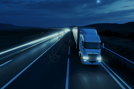 夜间行驶的货车图片