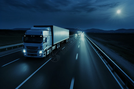 夜间道路快速行驶的卡车设计图片