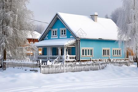 冬天的木屋图片