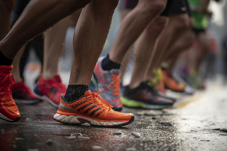 马拉松跑步的腿部细节背景图片