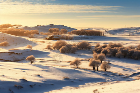 草原赤峰雪景图片