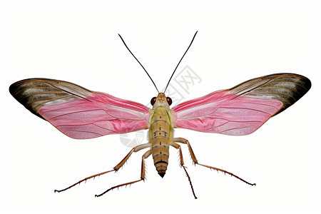 粉红色翅膀的昆虫标本图片