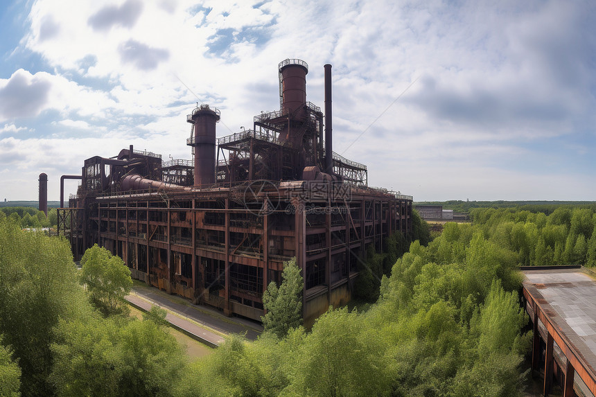 乡村中废弃的钢铁厂图片