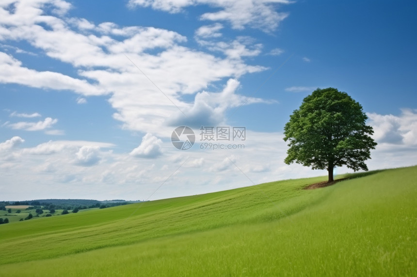 草原上孤独的大树图片