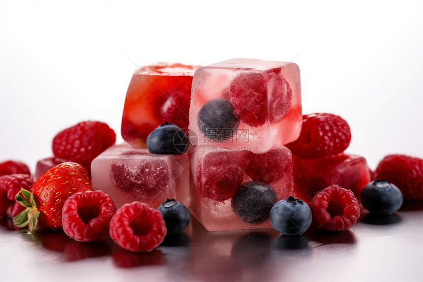 浆果冷冻冰块图片