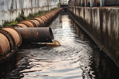 工厂排放的废水图片