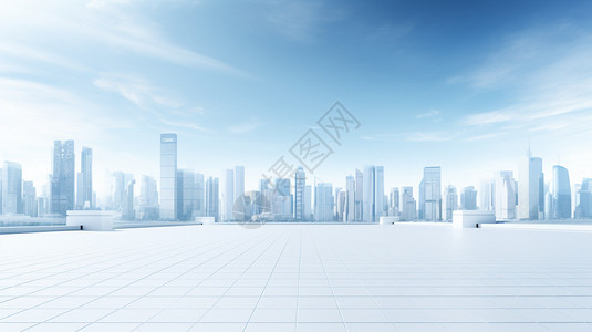 科技 白色金融商业城市模型设计图片