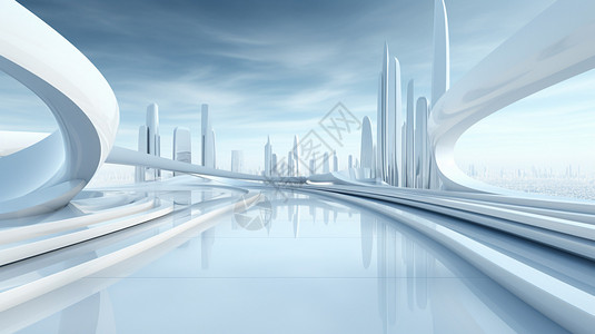 模型设计白色的商业城市景观设计图片