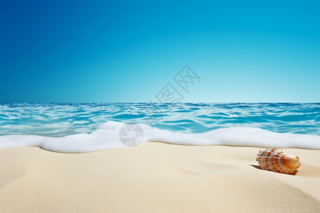 沙滩上洁白的浪花背景图片