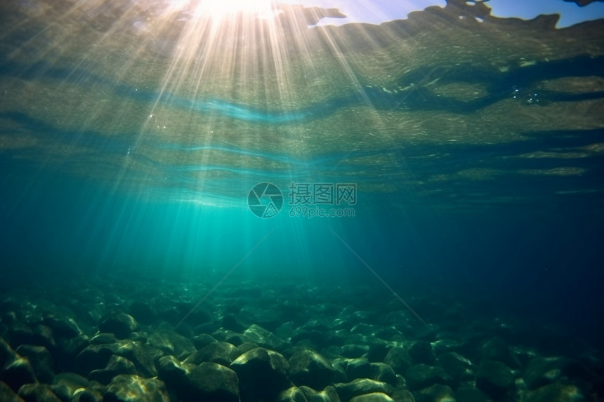 清澈的海底景观图片