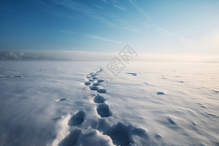 冬季积雪的湖面图片