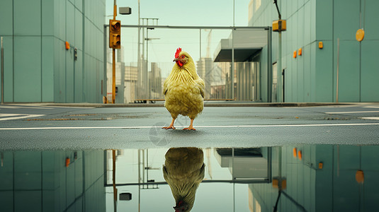 路上的一只鸡背景图片