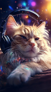 戴耳机的动物戴耳机的猫背景
