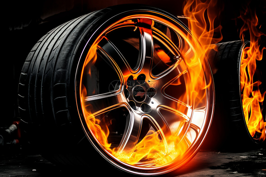燃烧的轮胎创意概念图图片