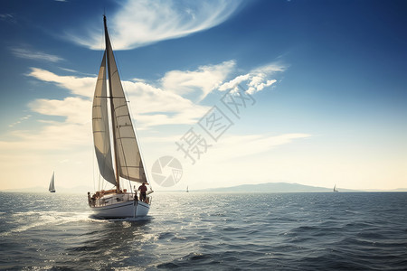 海上的帆船运动图片