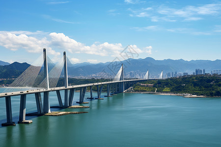 夏天跨海大桥的美丽景观图片