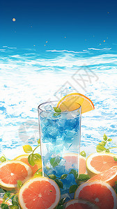 夏天的清凉果饮背景图片