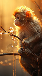 金色猴子素材金光中的猴子背景