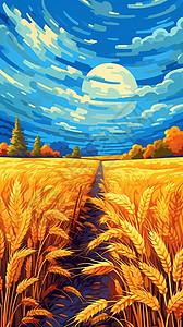 小麦麦田艺术插图图片