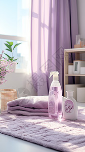 室内家庭洗衣房的洗涤剂背景图片