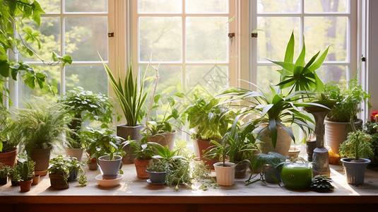 室内养殖的绿植盆栽背景图片
