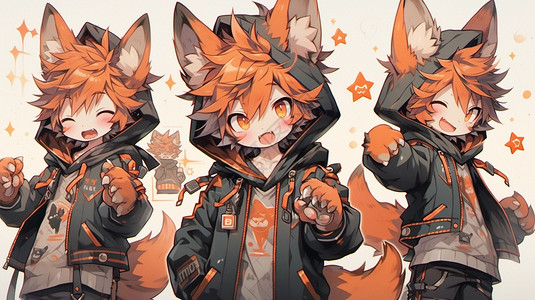 狐狸兽人男孩动漫插图背景图片