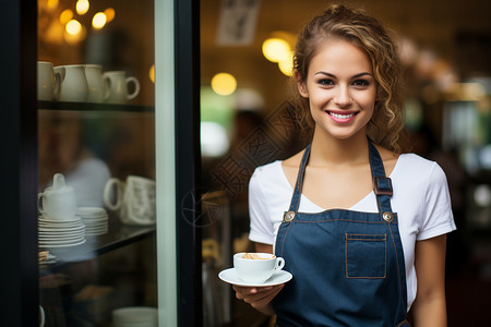 咖啡店女服务员图片