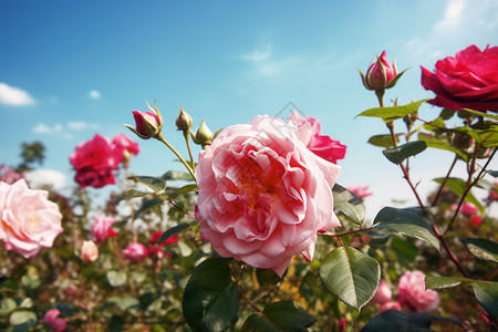 绽放的玫瑰花背景图片