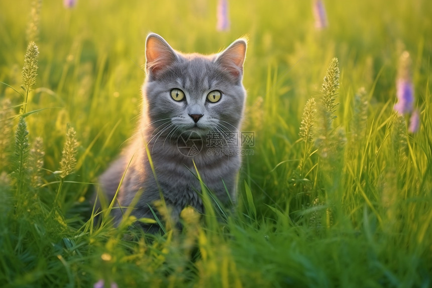 草地上的小猫图片