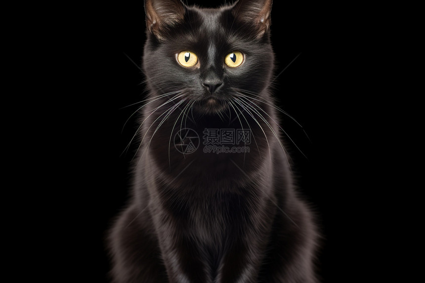 可爱的黑色家猫图片