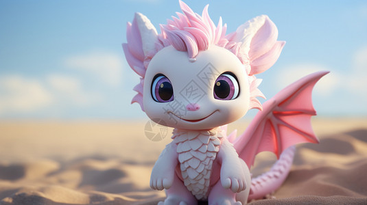 粉白色紫眼睛的龙宝宝背景图片