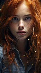 红棕发色的女孩图片