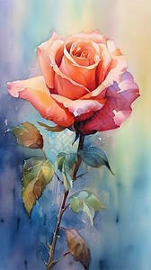 水彩风格的玫瑰图片