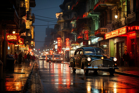 雨后城市的夜景图片素材