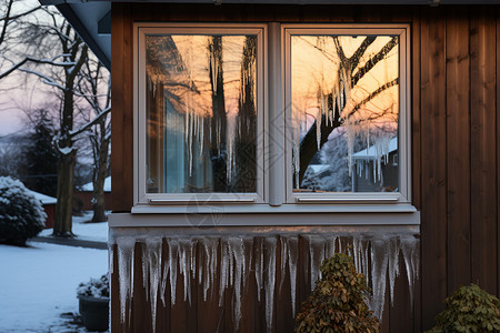 寒冷冬季的冰柱图片