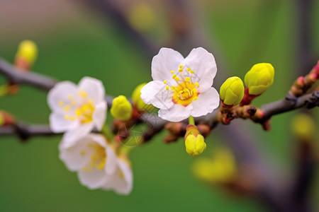 芬芳鲜嫩的初春杏花背景图片