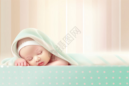婴儿护理台熟睡的小婴儿插图插画